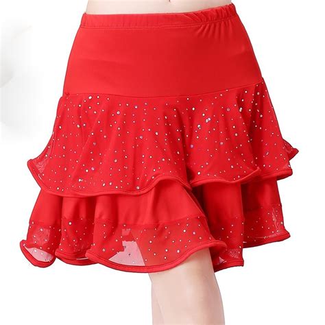 Spring Summer Square Dance Costume Short Skirt Latin Dance Skirt Half Skirt Sequin Dance