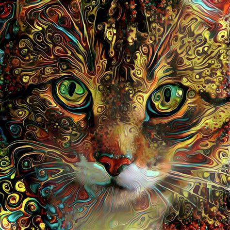 Jimi The Psychedelic Tabby Cat Digital Art By Peggy Collins