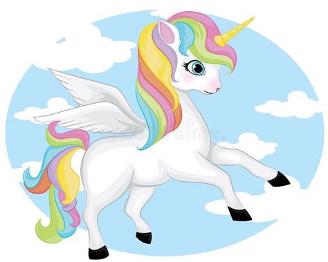 Beautiful Unicorn Cartoon On A Cloud Design For Kids Fashion