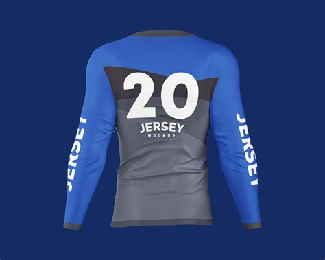 Free Men's Long Sleeve 3D Jersey T-Shirt Mockup PSD Set - Good Mockups