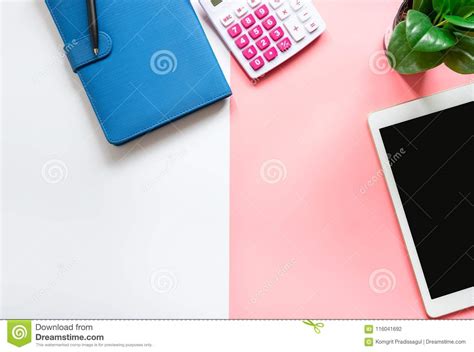 Top View Of Modern Work Space Office Desk Stock Photo Image Of