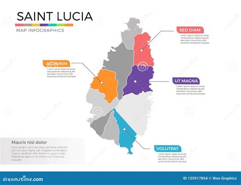Saint Lucia Map Infographics Vector Template With Regions And Pointer