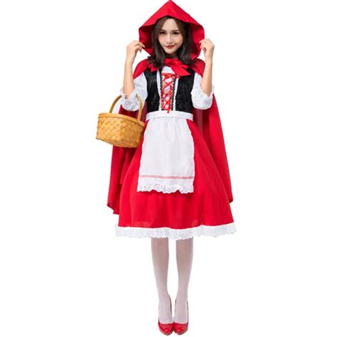 halloween little red riding hood cosplay costume red maid dresses fairy tale adult stage play