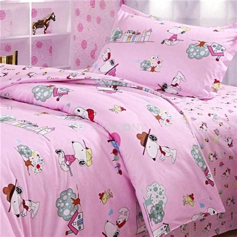 Bed comforter sets twin size bedding beautiful bedding pink bedding cheetah print bedding girls bedroom sets pink bedding set bedding sets girls embroidered cute rabbit queen full size bedding sets for girls lady duvet cover bed sheet pillow case set bedlinen bed in a bag from. Cartoon Cute Snoopy Pink Cotton Twin Size Teenage & Kids ...