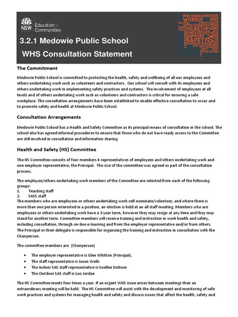 Whs Consultation Statement 2015 Occupational Safety And Health