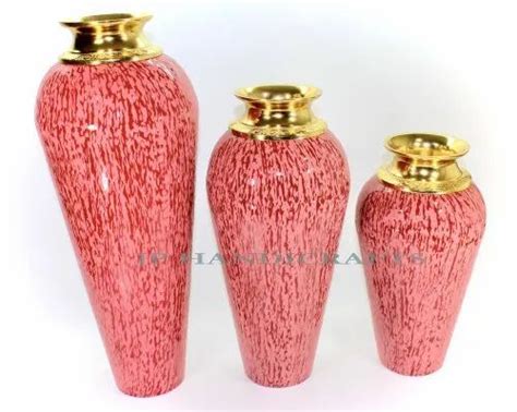 Set Of 3 Hotel & Restaurant Table Top Golden Top Decorative Flower Vase