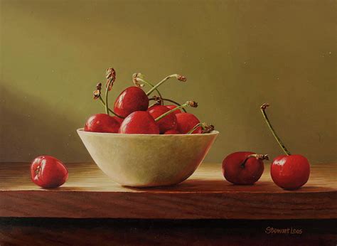 A Bowl Of Cherries Painting By Stewart Lees Fine Art America