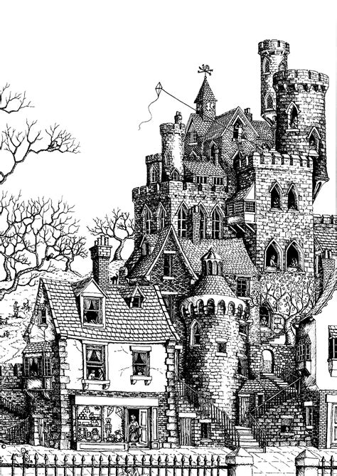 Download all the pages and create your own coloring book! Architecture castle - Architecture Adult Coloring Pages