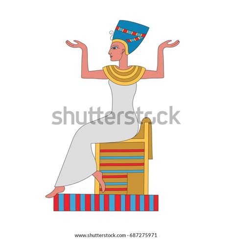 egyptian queen nefertiti on throne vector stock vector royalty free 687275971