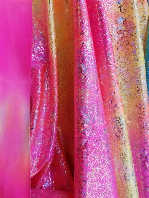 Nylon Spandex Stretch With Silver Matalic Hologram Tie Dye Etsy