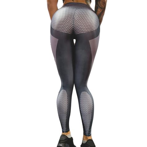 Sexy Women Printed Compression Running Tights Yoga Workout Pants Gym Slim Fitness Trouser