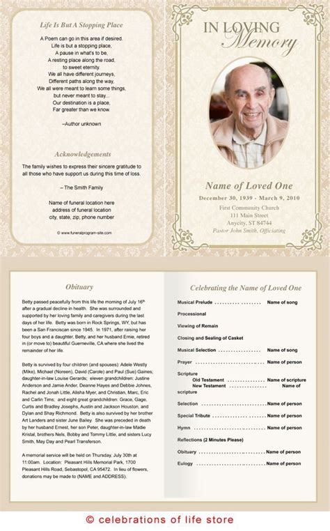 This is a single page booklet with a single fold, background is looks as sky seen and title also print on the top of the. Pin by Su Benish on Memorial | Memorial cards for funeral ...