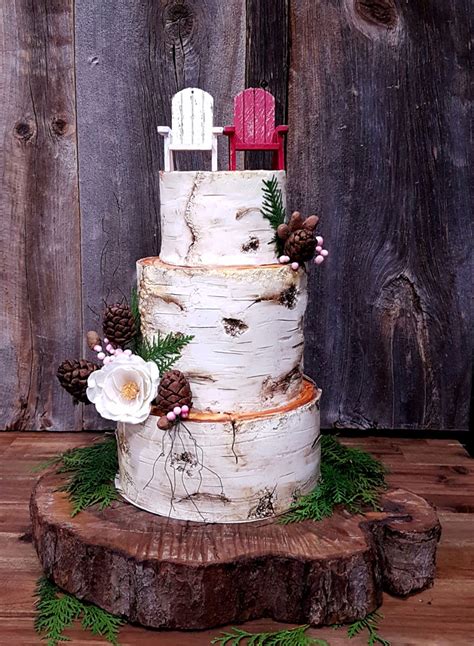 Rustic Birch Bark Wedding Cake
