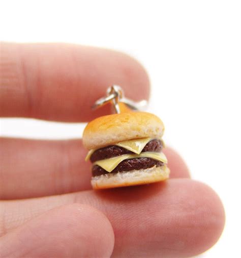 Little Double Cheeseburger Charm Miniature Food Jewelry Etsy