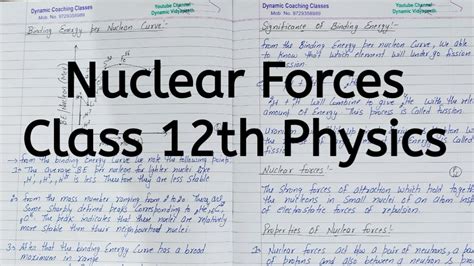 Nuclear Forces Chapter 13 Nuclei Class 12 Physics YouTube