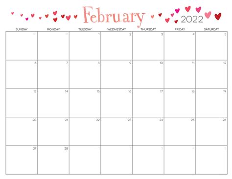 Cute February 2022 Calendar Printable Floral Designs