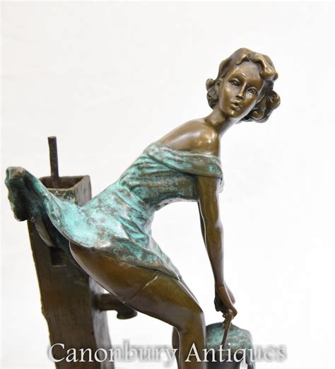 Erotic Bronze Female Statue Kinky Water Pump Statue Figurine