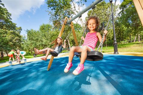 Kids Swing On Playground Stock Image Image Of Park Preschooler 43981035