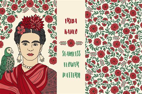 Portrait Of Frida Kahlo And Pattern Illustrations ~ Creative Market