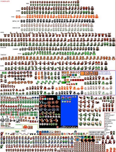 The Spriters Resource Full Sheet View Mario Customs Mario Super