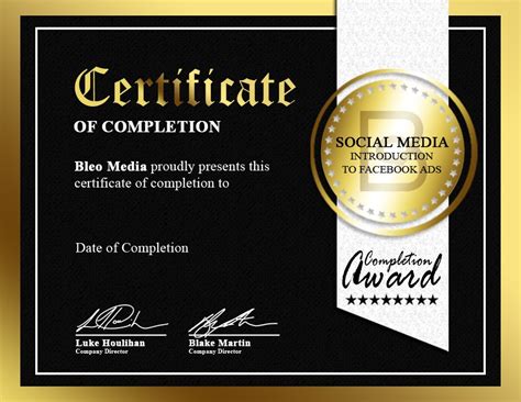 Here is what the company says its certificate may look like. Introduction to Facebook Ads - Bleo Learning