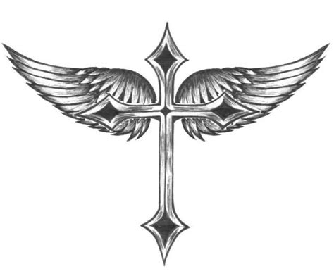 Cross With Angel Wings Tattoo Design