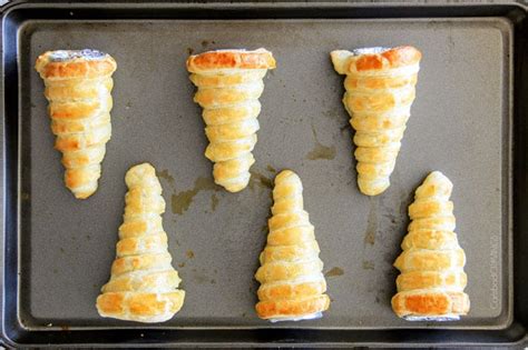 Dip the top of each cone in melted chocolate. Puff Pastry Cannoli Cones - Carlsbad Cravings