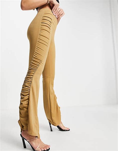 Fashionkilla Gathered Flared Pants Co Ord In Camel Asos