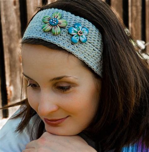 Gray Woman Headband Light Gray Hair Band Flower By Yarnnclay 3500