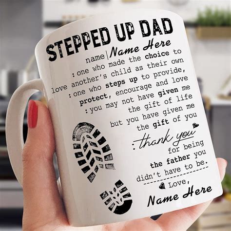 Stepped Up Dad Mug Personalized Stepped Up Dad Mug Fathers Day Mug