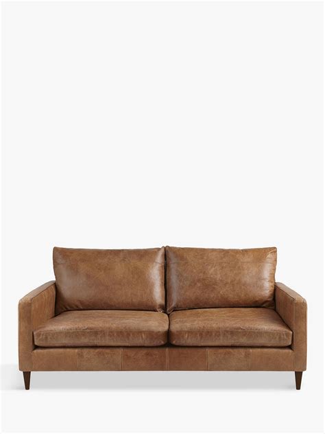 John Lewis Bailey Medium 2 Seater Leather Sofa Dark Leg Winchester