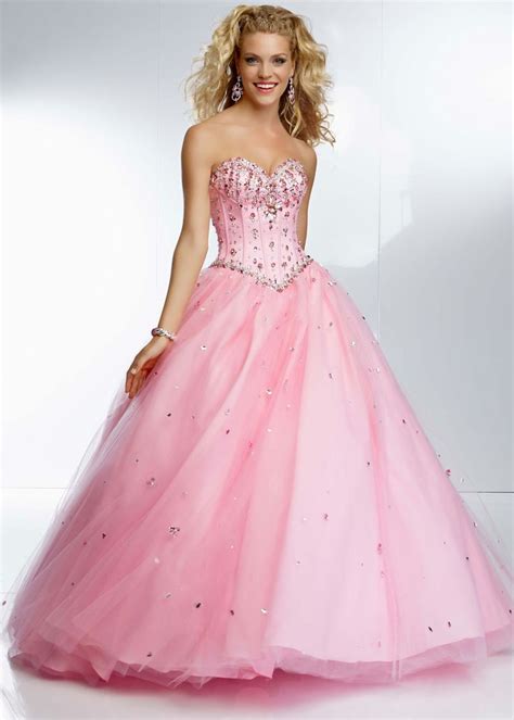 Mori Lee Pink Satin Beaded Strapless Prom Dresses Online Prom Dresses Ball Gown