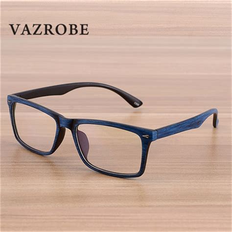 Vazrobe Vintage Wood Grain Glasses Mens Eyeglasses Frame For Man