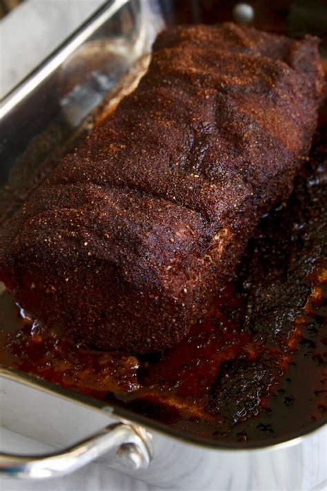 Line a roasting pan with foil and place a rack in the pan. Pork Loin Pulled Pork oven roasted in a dish fully cooked ...