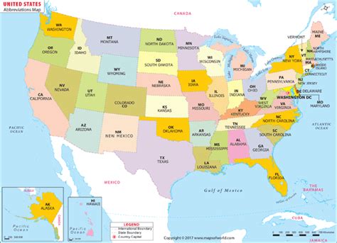 Us Map With States Capitals And Abbreviations Maps United States Map