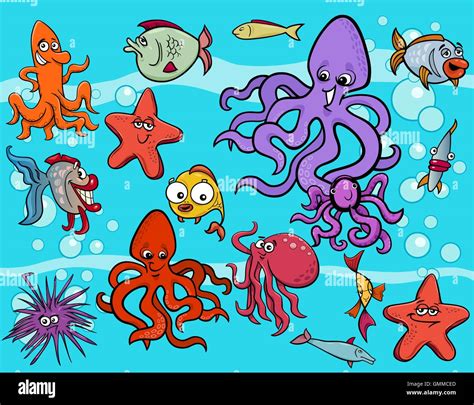 Sea Life Group Cartoon Stock Vector Image And Art Alamy