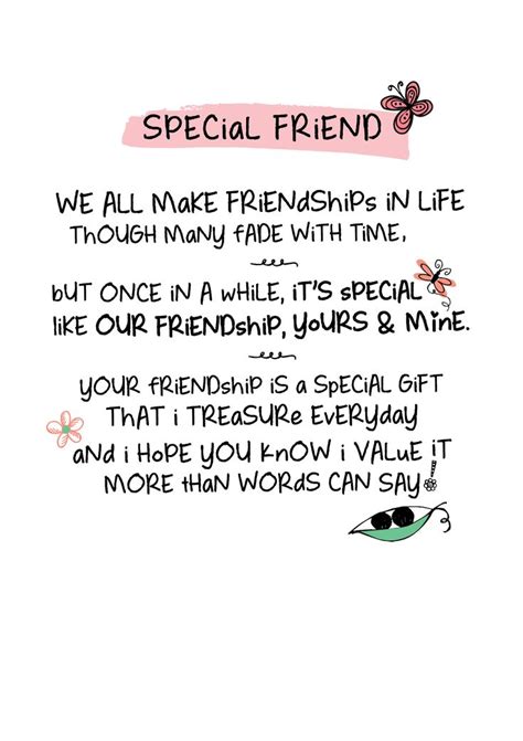 Special Friend Inspired Words Greeting Card Blank Inside Birthday
