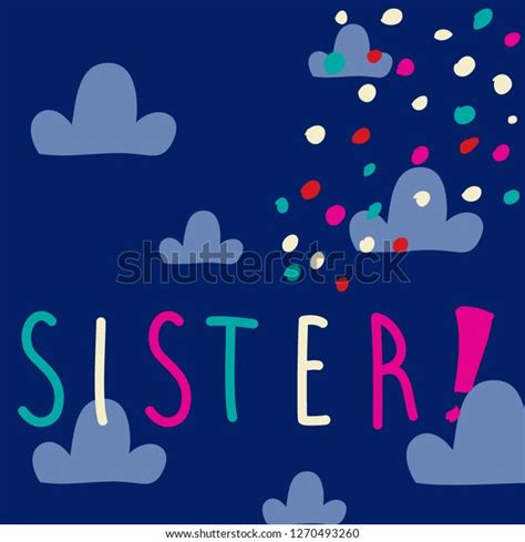Sister Color Polka Text Cloud Child Stock Vector Royalty Free