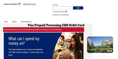 Visa Prepaid Processing Edd Debit Card Bank Of America Edd Login At