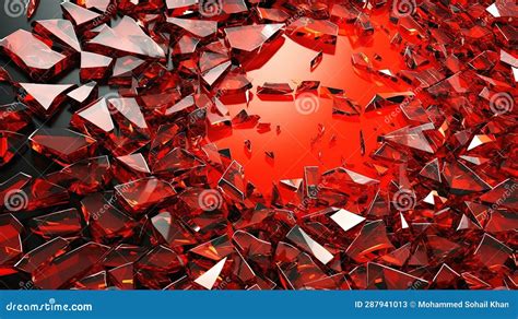 Red Colored Shuttered Broken Glass Background Generative Ai Stock