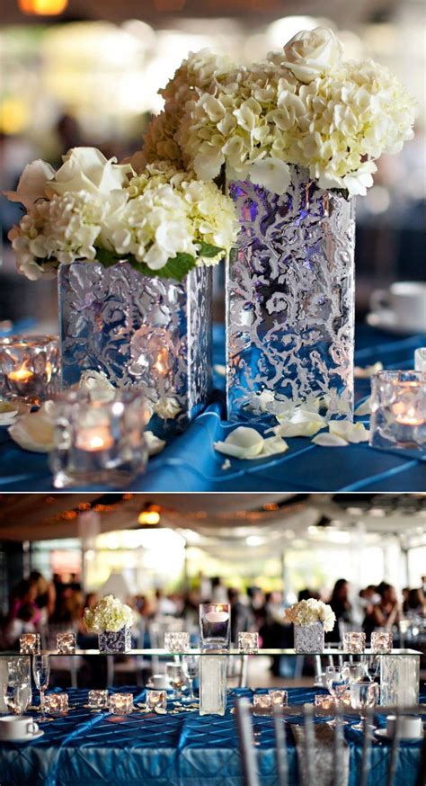 Elegant Winery Wedding With A Cool Color Palette Flower Centerpieces