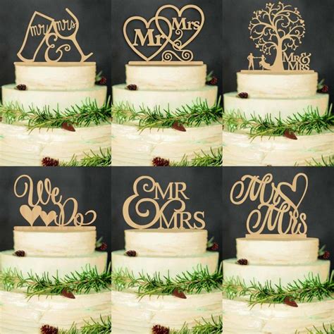 Wood Wedding Cake Toppers Rustic Vintage Country Themes Mr Mrs