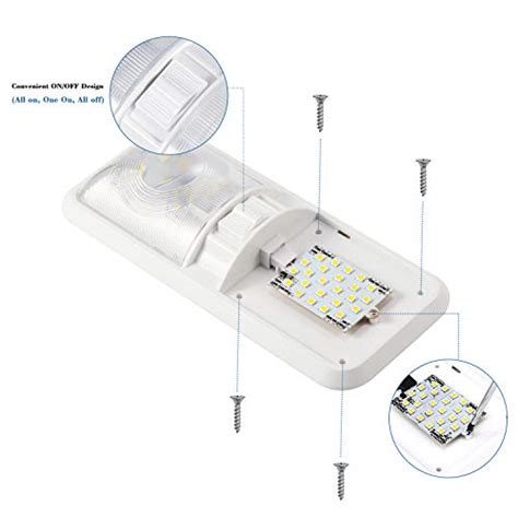 Kohree 12v Led 640lm Rv Ceiling Double Dome Light Rv Interior Lighting For Trailer Camper With