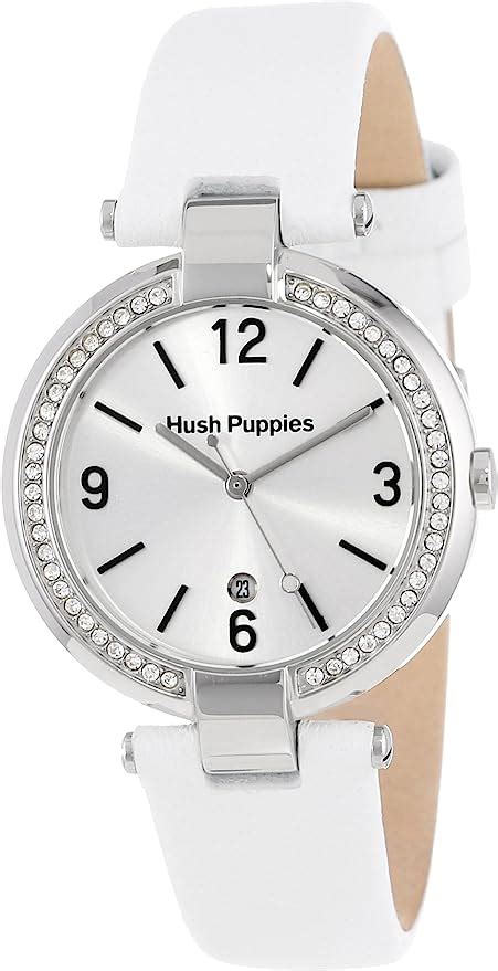 Hush Puppies Orbz Women S Automatic Watch With Silver Dial Analogue Display And White Leather