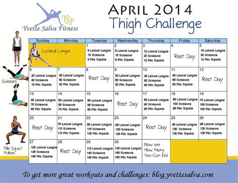 Month Workout Challenge: Thigh Challenge For April 2014 | Thigh challenge, Month workout ...