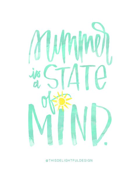 Summer Is A State Of Mind Quote Watercolor Hand Lettered This