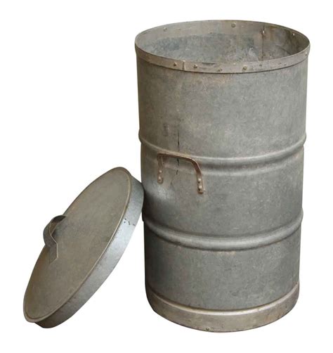 Large Galvanized Steel Trash Can With Lid Olde Good Things