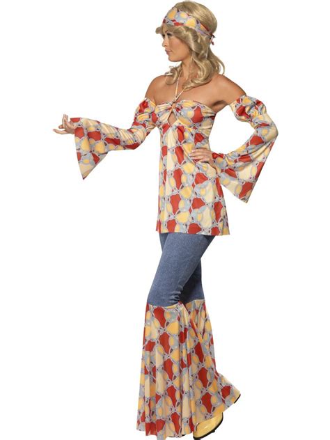 Ladies Hippy 60s 70s Fancy Dress Costume Adult Groovy 1960s Hippie