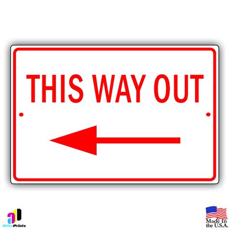 This Way Out With Left Arrow Aluminum Metal 8x12 Sign Ebay