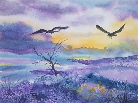Sister Ravens By Ellen Levinson Impressionism Painting Painting